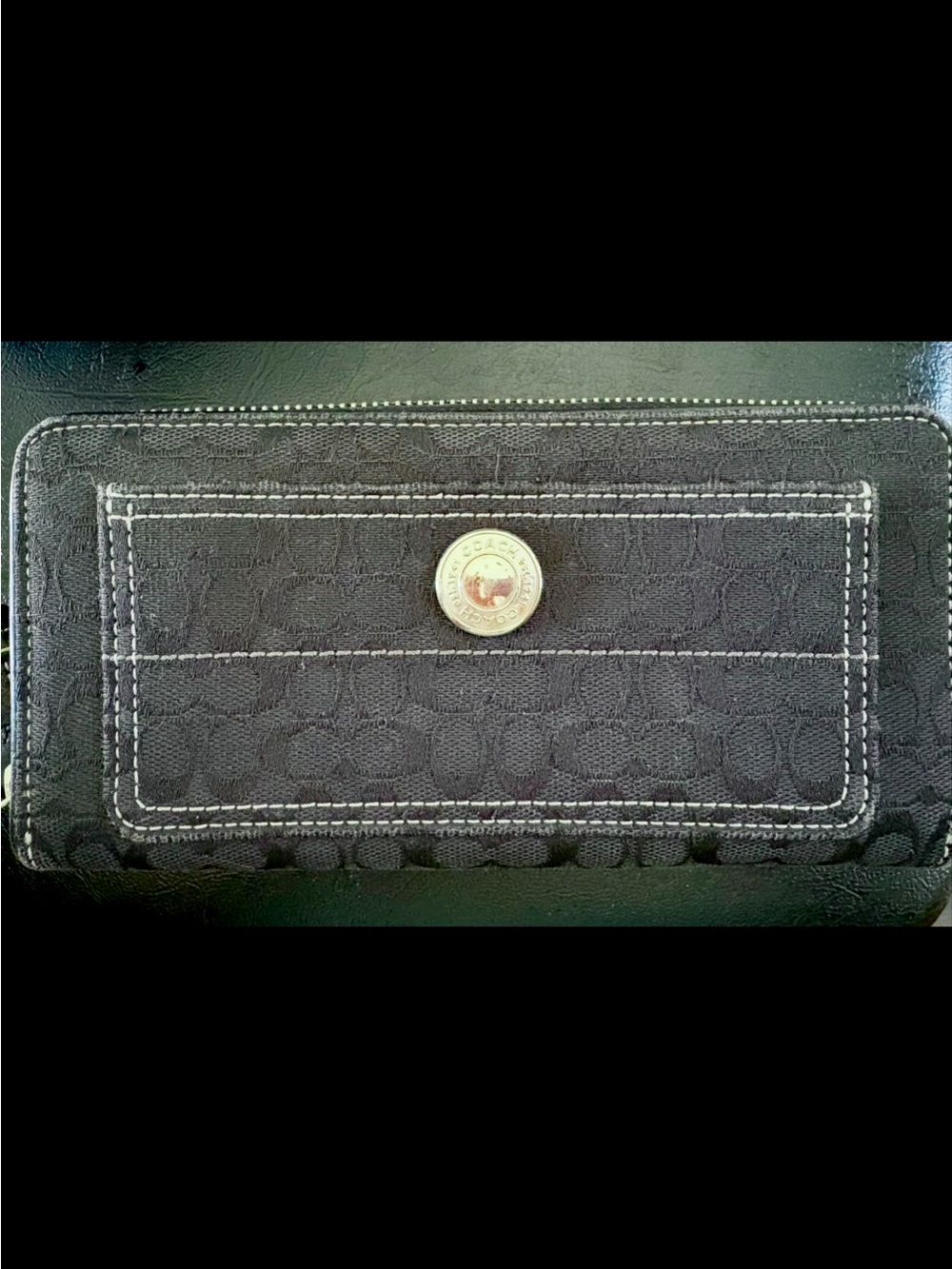 Coach Black Signature Zip Wallet